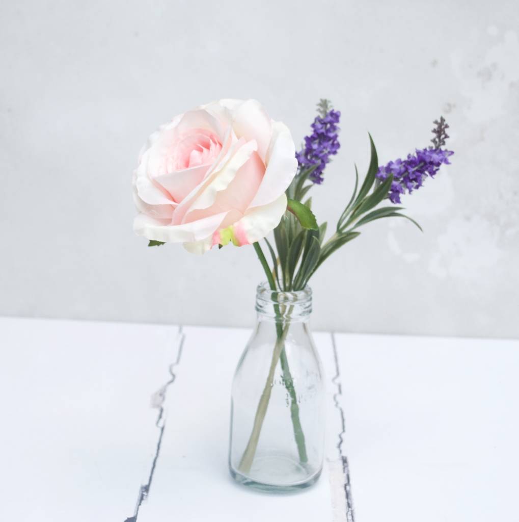 Soft Faux Pink Rose And Lavender Bouquet By Abigail Bryans Designs 