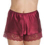 Lace French Knicker In Burgundy Satin, thumbnail 1 of 3