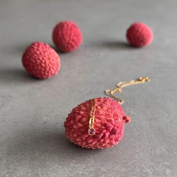 October Birthstone Pink Tourmaline Gold Plated Necklace, 3 of 12