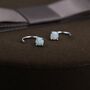 White Opal Huggie Hoop Earrings In Sterling Silver, thumbnail 5 of 11