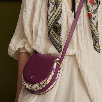 Floral Engravings Plum Saddle Bag, 6 of 6