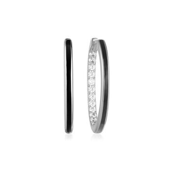 Large Black Enamel Hoop Earrings, 2 of 2