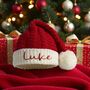 Personalised Baby Santa Christmas Knit Red Hat, thumbnail 4 of 6