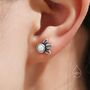 Sterling Silver Green Opal And Leaf Motif Stud Earrings, thumbnail 6 of 10