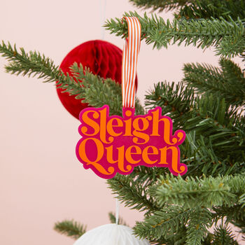 Trio Of Colourful Slogan Christmas Tree Decorations, 3 of 4