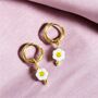 Smiley Face Flower Huggie Hoop Earrings, thumbnail 1 of 6