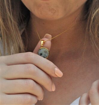 Green Jasper Necklace Gold Plated, 2 of 4