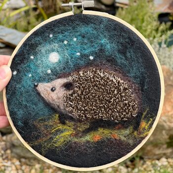 Hedgehog In A Hoop Needle Felting Craft Kit, 4 of 4