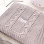 Dark Grey Cable Knitted Personalised Baby Blanket, thumbnail 5 of 12