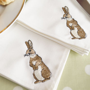 Embroidered Rabbit Cocktail Napkins, 6 of 6