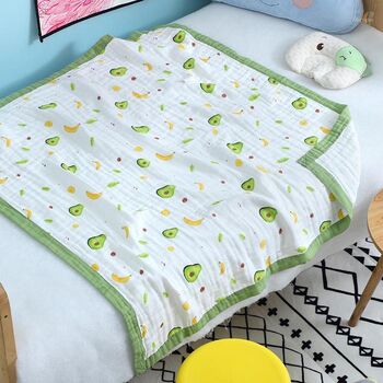 Avocado Six Layer Cotton Muslin Baby Childrens Blanket, 3 of 4