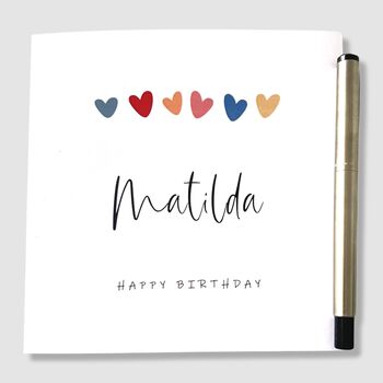 Personalised Birthday Card With Hearts, 7 of 7