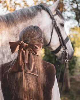 Champagne Bury Velvet Large Bow Hair Clip, 2 of 3