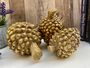 Set Of Three Champagne Gold Pinecone Decorations Ornaments, thumbnail 1 of 9