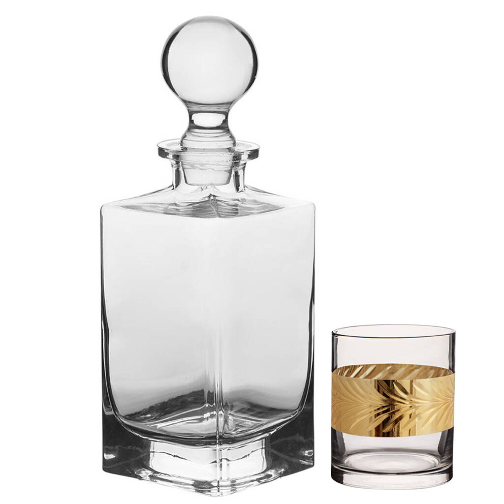 Personalised Gold Etched Brandy Decanter By Dibor