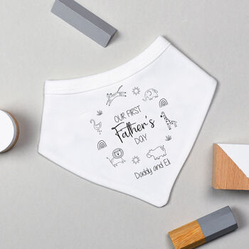 Personalised Our First Father's Day Babygrow / Baby Bodysuit Animals Mono, 5 of 8