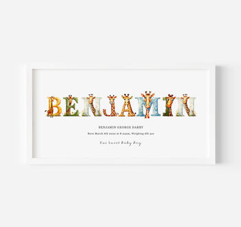 Personalised Children's Name Print | Nursery Wall Art | Giraffe, 3 of 10