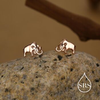 Mammoth Elephant Stud Earrings In Sterling Silver, 7 of 12