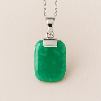 Personalised Chunky Natural Jade Pendant In Silver, 3 of 8