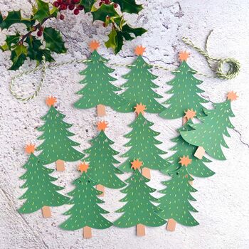 Christmas Tree Shaped Paper Bunting With Bakers Twine, 2 of 3
