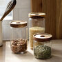 Acacia Wood Lidded Glass Storage Jar, thumbnail 3 of 6