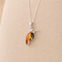 Personalised Sterling Silver Baltic Amber Kingfisher Pendant Necklace, thumbnail 3 of 10