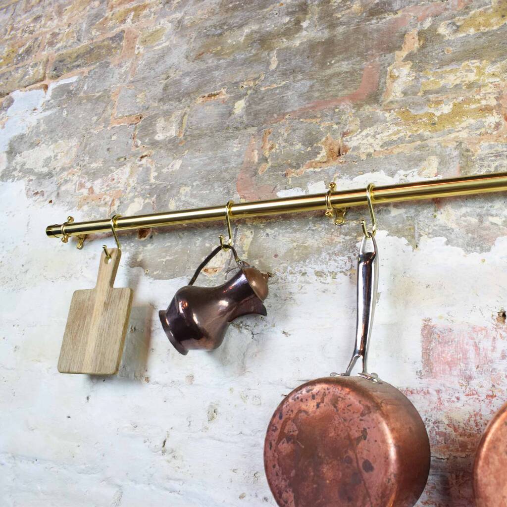 Wall Mounted Brass Pot And Pan Rail 22mm, 1 of 4