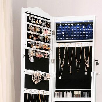 LED Jewellery Cabinet Lockable Storage Mirror, 5 of 9