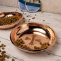 Copper Pet Bowl With Paw And Bone Design, Handmade Copper Cat And Dog Feeding Bowl, thumbnail 3 of 6