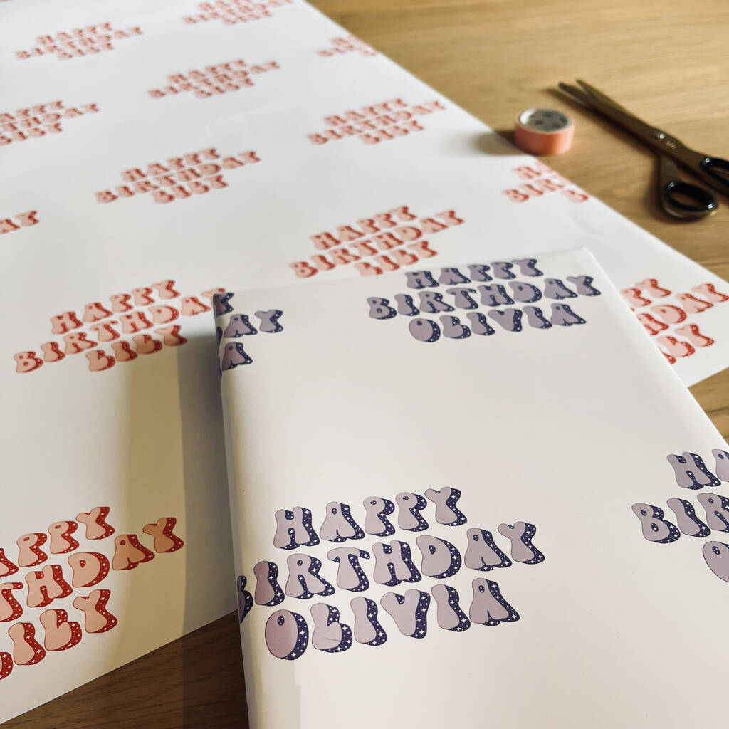 Personalised Birthday Bubble Text Wrapping Paper, 1 of 3