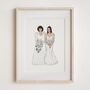 Personalised Wedding Portrait – Mother Of The Bride Gift, Hand Drawn From Photo, Christmas Keepsake For Mum, thumbnail 1 of 11