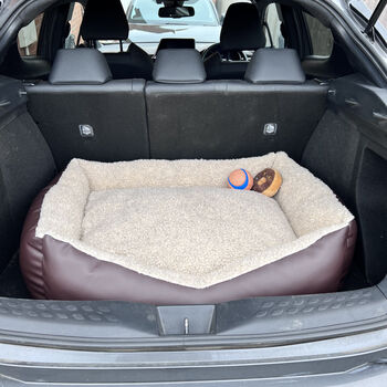Vegan Leather And Sherpa Fleece Lined Dog Bed, 12 of 12