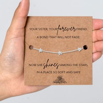 Bereavement Gift For Sister With A Gold Plated Or Silver Plated Star Bracelet And Card, 4 of 4
