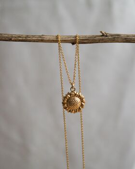 Flora Necklace 14k Gold Filled Sunflower Pendant, 3 of 4