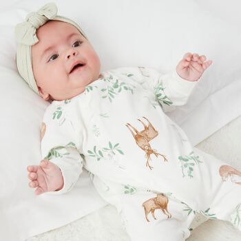 Deer And Bunny Print Shortie Baby Romper, 2 of 3