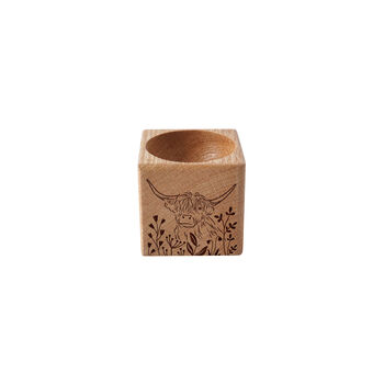 Bramble Farm 'Highland Cow' Oak Egg Cup In Gift Box | Breakfast | Homeware | Kitchenware, 2 of 2