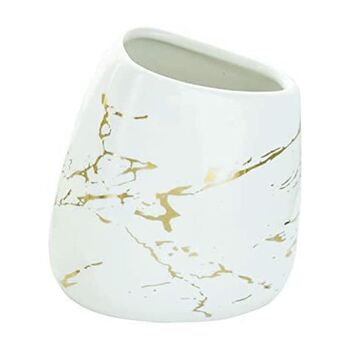 Five Pieces White And Gold Marble Bath Accessory Set, 7 of 8