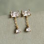 Baguette Rectangle Dangle Stud Earrings, thumbnail 1 of 5