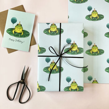 Frog With A Balloon Birthday Wrapping Paper, 3 of 5