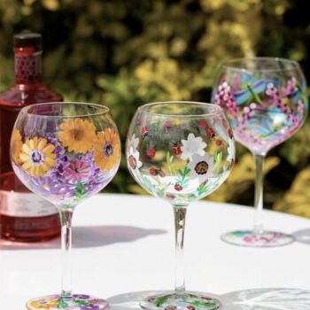 Hand Painted Gin Glass And Birth Flower Gift, 3 of 8