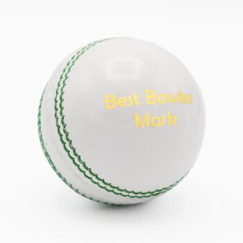 Personalised Vintage White Leather Cricket Ball, 2 of 5