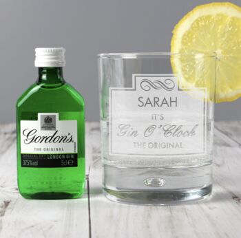 Personalised 'Gin O Clock' Etched Glass, 2 of 4