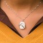 Two Hands Hug Square White Stone Pendant Necklace, thumbnail 1 of 9