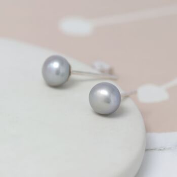 Sterling Silver Grey Freshwater Pearl Stud Earrings, 6 of 10