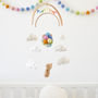 Teddy Bear Flying With Rainbow Balloons Nursery Mobile, thumbnail 3 of 12