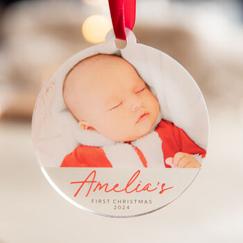 Personalised Baby's First Christmas Bauble Custom Photo Keepsake, 4 of 5