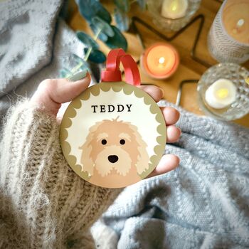 Personalised Christmas Dog Scallop Pattern Tree Decoration, 2 of 12