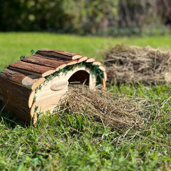 Prickles The Hedgehog Wooden House With Nesting Straw, 4 of 6