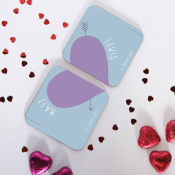Personalised Love Heart Coasters Pair, 5 of 7