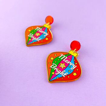 'Merry And Bright' Colourful Christmas Earrings, 5 of 11